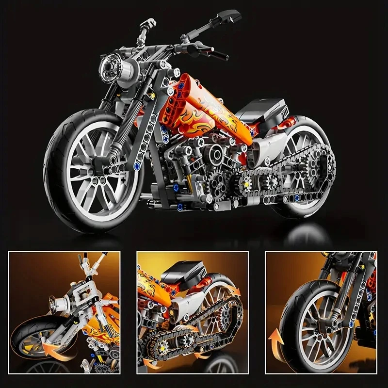 K&M Konstrukciniai blokai chopper technic motociklas 436 elementai (436vnt)