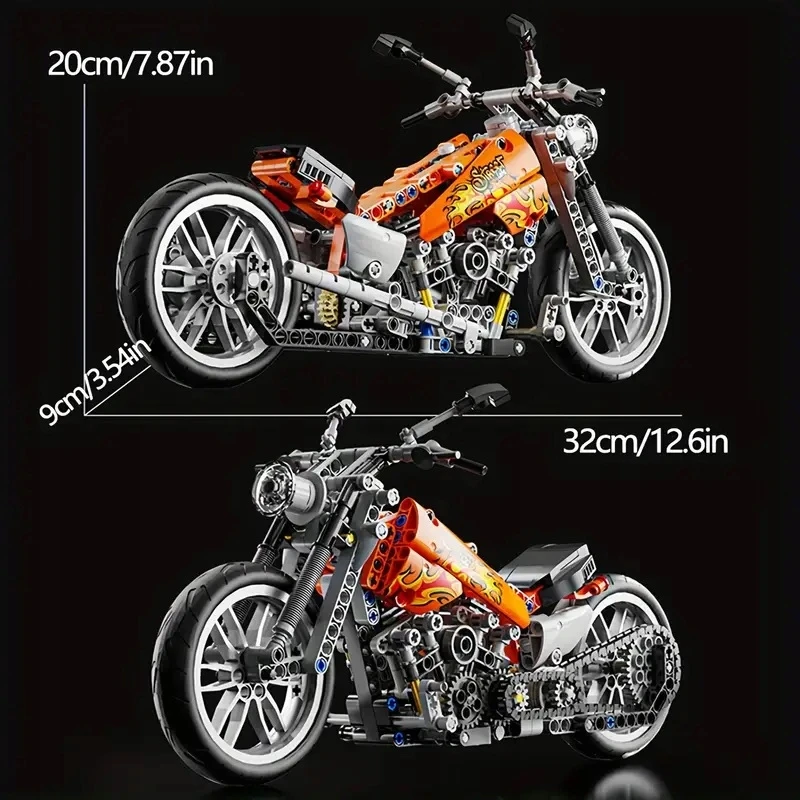 K&M Konstrukciniai blokai chopper technic motociklas 436 elementai (436vnt)
