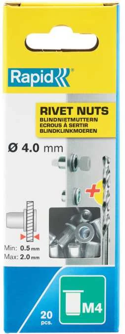 RAPID Kniedijamos veržlės M4, 20vnt.
