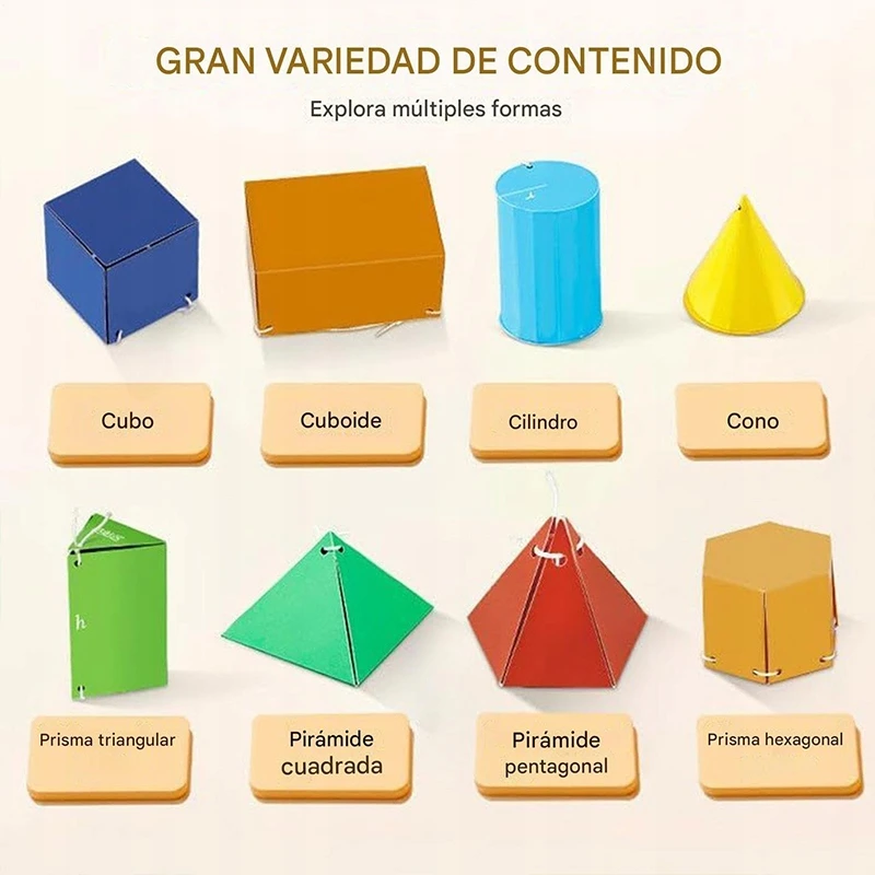 Knyga apie kietųjų kūnų geometriją – Montessori knyga 3D erdviniam mąstymui
