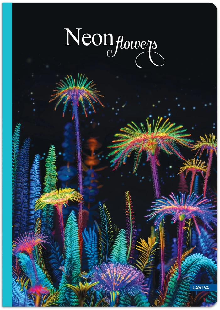 Lastva Knyga A5 96lap 70g lang NEON FLOWERS