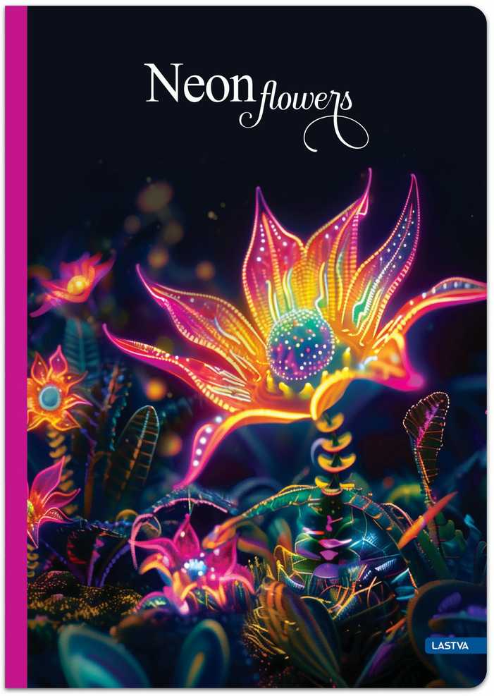 Lastva Knyga A5 96lap 70g lang NEON FLOWERS