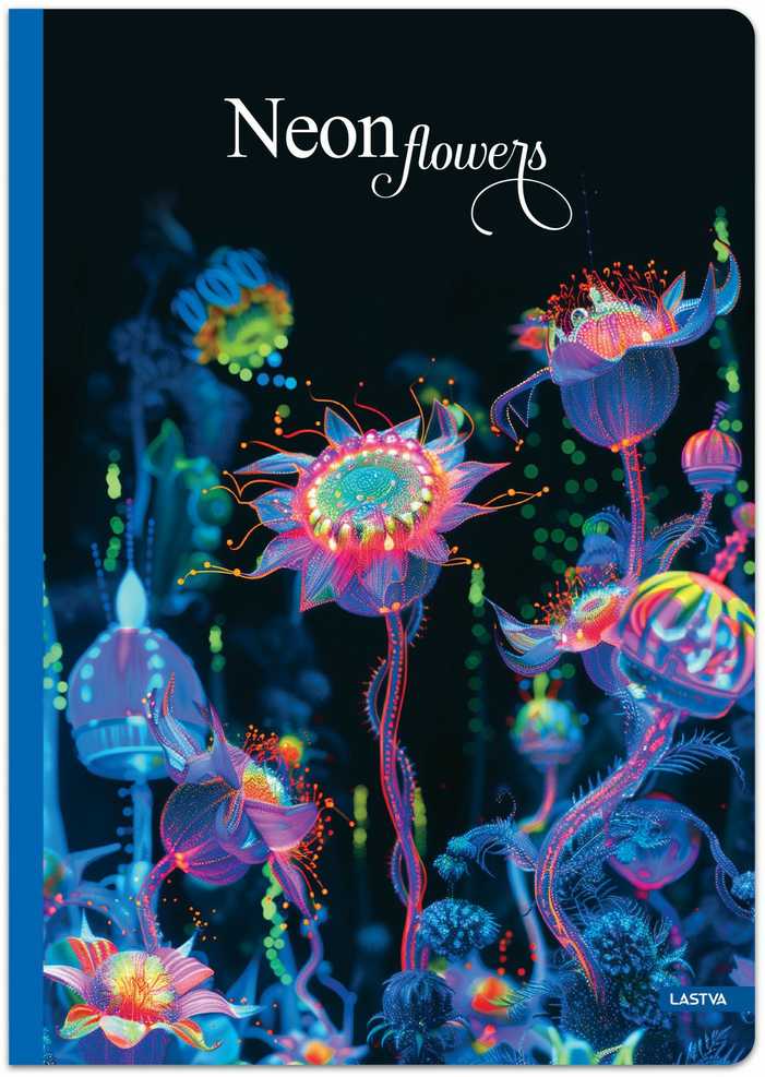 Lastva Knyga A5 96lap 70g linija NEON FLOWERS