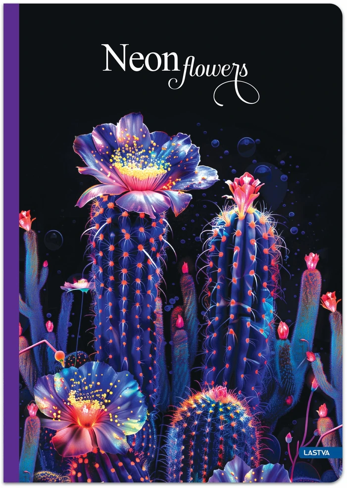 Lastva Knyga A5 96lap 70g linija NEON FLOWERS