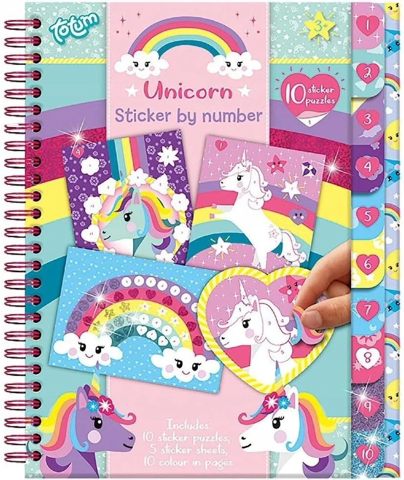 TOTUM kūrybinė lipdukavimo pagal skaičius knyga Unicorn, 072008