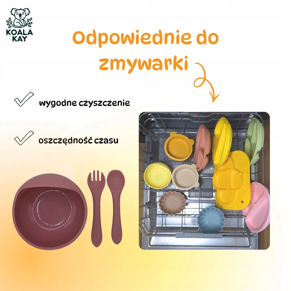 Koala Kay 2in1 silikoninio dubenėlio šakutės vaikiško šaukštelio rinkinys