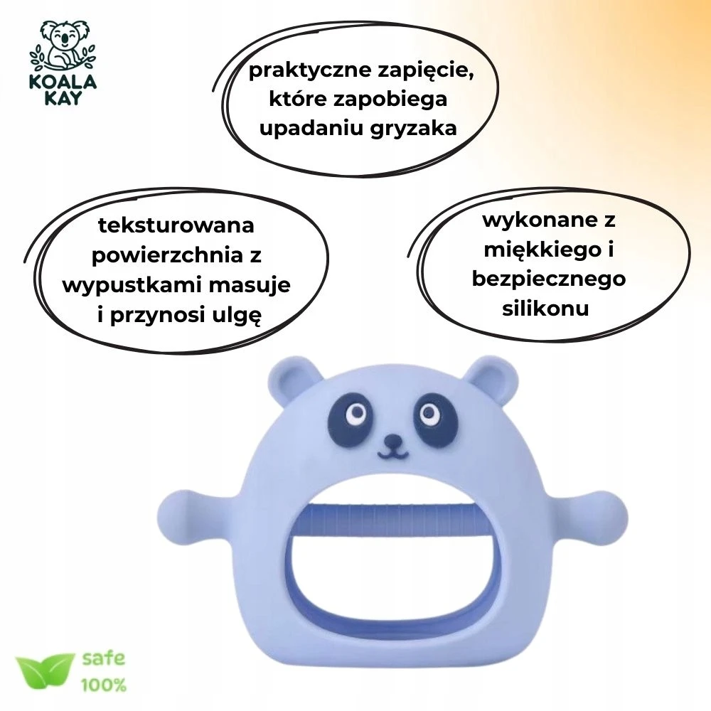 Koala Kay Panda dantukas, kramtomas dantukas kūdikiams ir vaikams, sensorinis žaislas