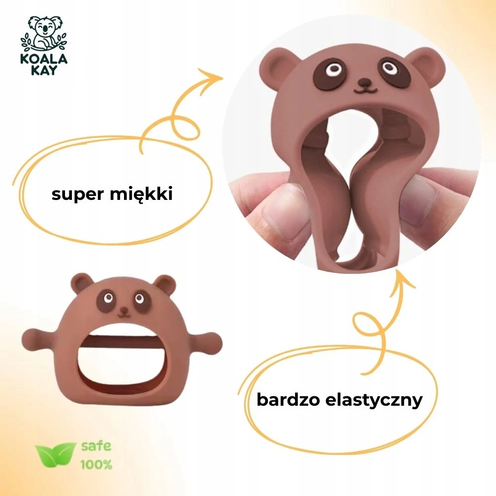 Koala Kay Panda dantukas, kramtomas dantukas kūdikiams ir vaikams, sensorinis žaislas