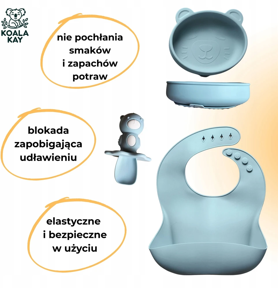 Koala Kay Rinkinys 3in1 Silikoninis seilinukas, dubuo, stalo įrankiai, reguliuojamas, seifas