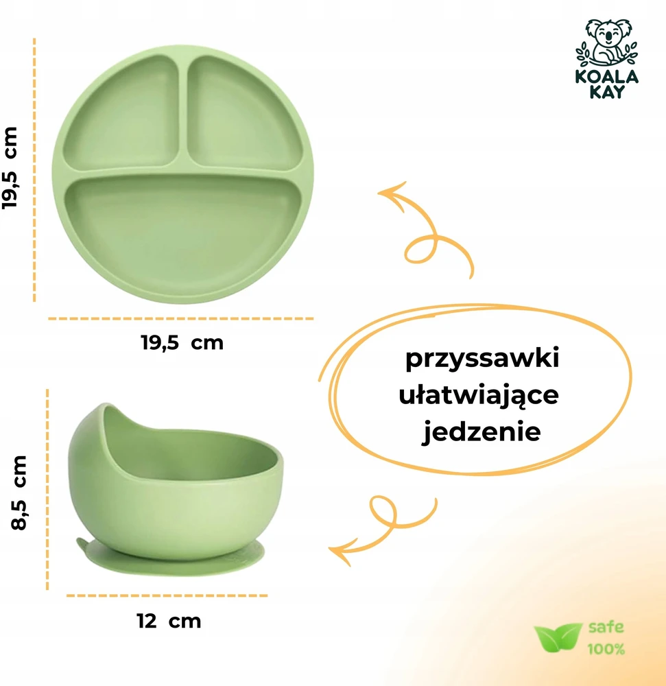Koala Kay Rinkinys 4in1 Silikoninis seilinukas, dubuo, stalo įrankiai, reguliuojamas, seifas