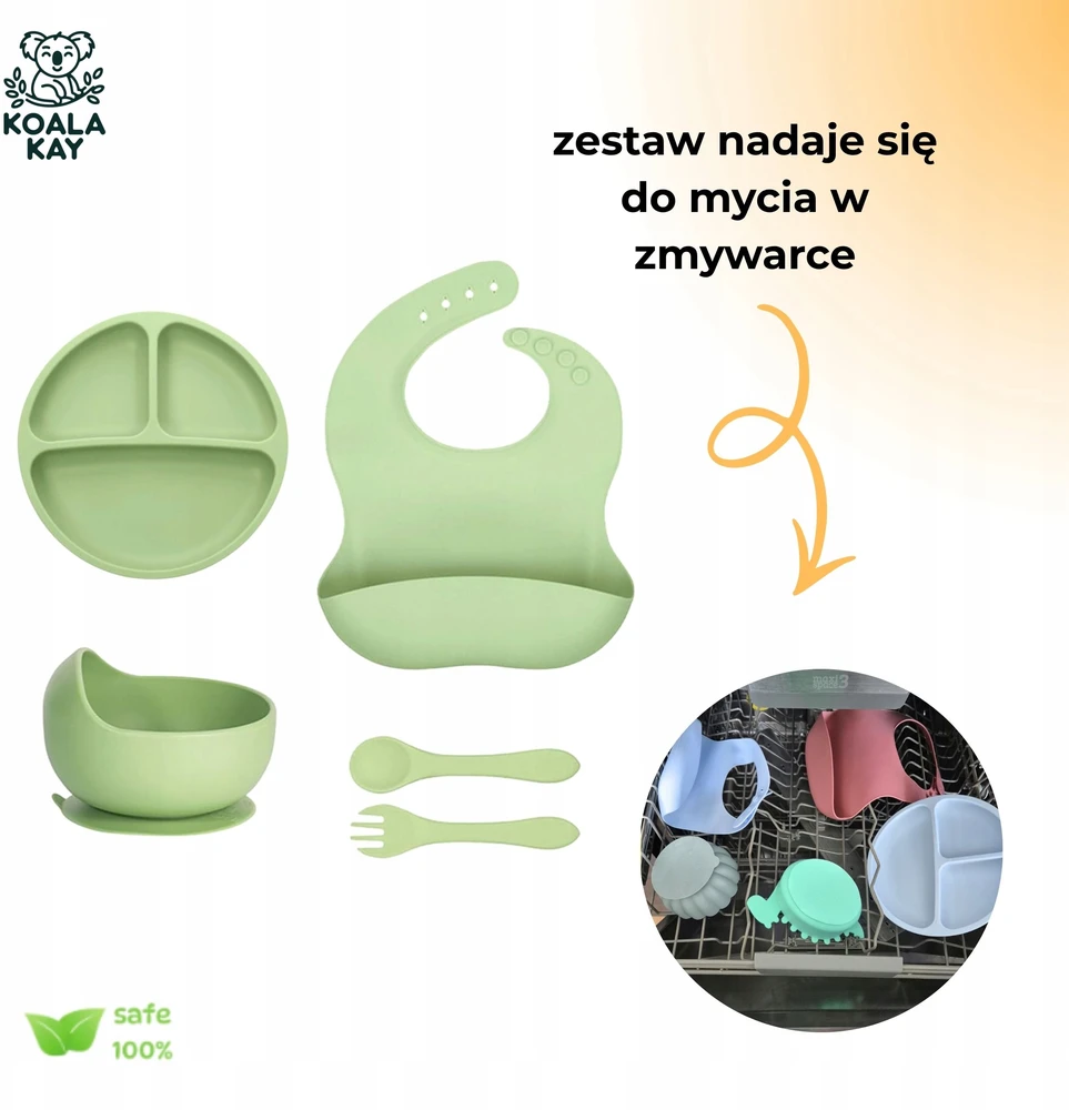 Koala Kay Rinkinys 4in1 Silikoninis seilinukas, dubuo, stalo įrankiai, reguliuojamas, seifas