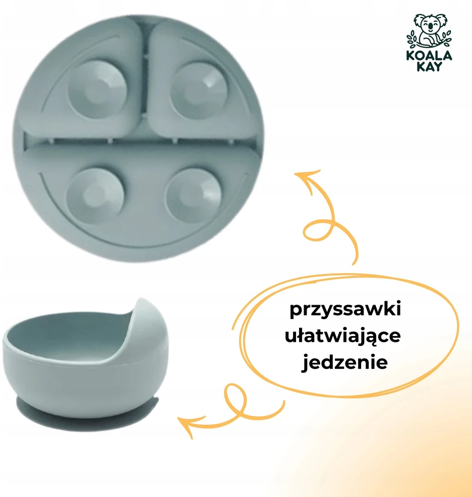 Koala Kay Rinkinys 5in1 Silikoninis seilinukas, dubuo, stalo įrankiai, puodelis, seifas, be BPA