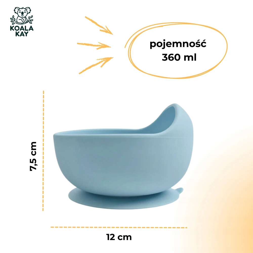 Koala Kay Silikoninis apvalus dubenėlis kūdikių maistui su siurbtuku Be BPA