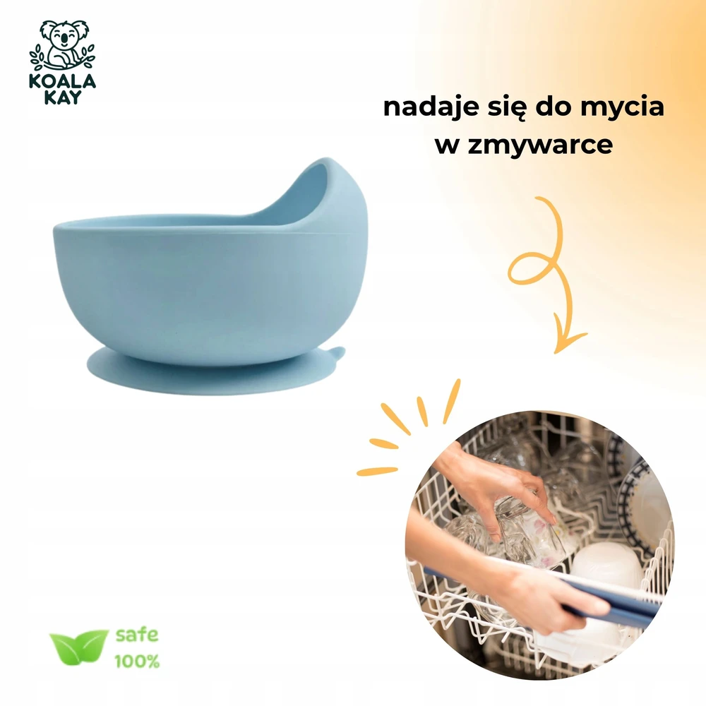 Koala Kay Silikoninis apvalus dubenėlis kūdikių maistui su siurbtuku Be BPA