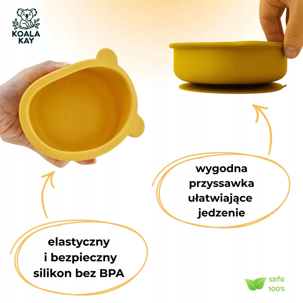 Koala Kay Silikoninis apvalus dubuo vaikams, kūdikiams, MEŠIKIS su siurbtuku