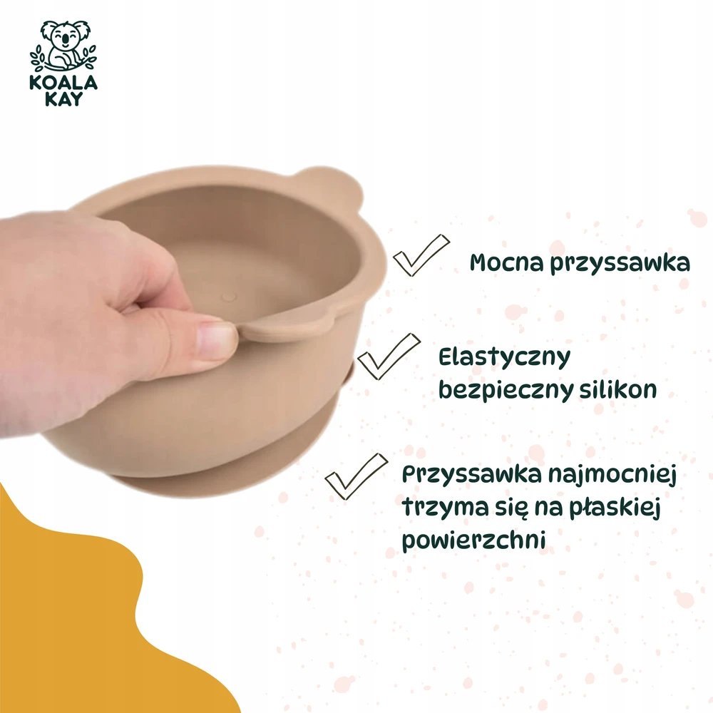 Koala Kay Silikoninis dubenėlis su siurbtuku Meškiuko šaukštelis vaikams kūdikiams