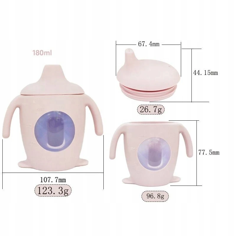 Koala Kay Silikoninis kūdikio puodelis su rankenėlėmis, rožinis, 150 ml, be BPA