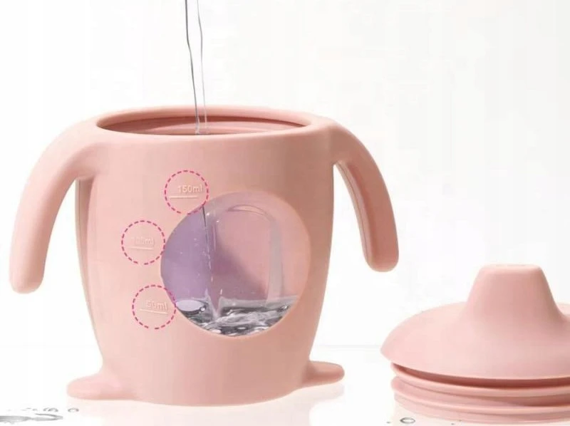 Koala Kay Silikoninis kūdikio puodelis su rankenėlėmis, rožinis, 150 ml, be BPA