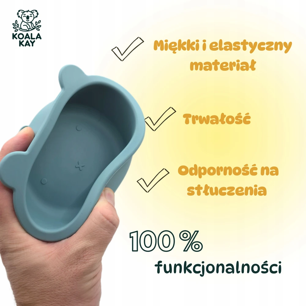 Koala Kay Silikoninis puodelis kūdikiams ir mažiems vaikams su vamzdeliu su neišsiliejančiomis rankenėlėmis, 200 ml