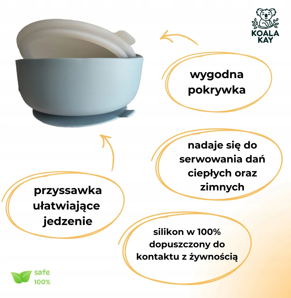 Koala Kay Silikoninis puodelis su siurbtuku, mėlynas, vaikiškas ir kūdikių dubuo