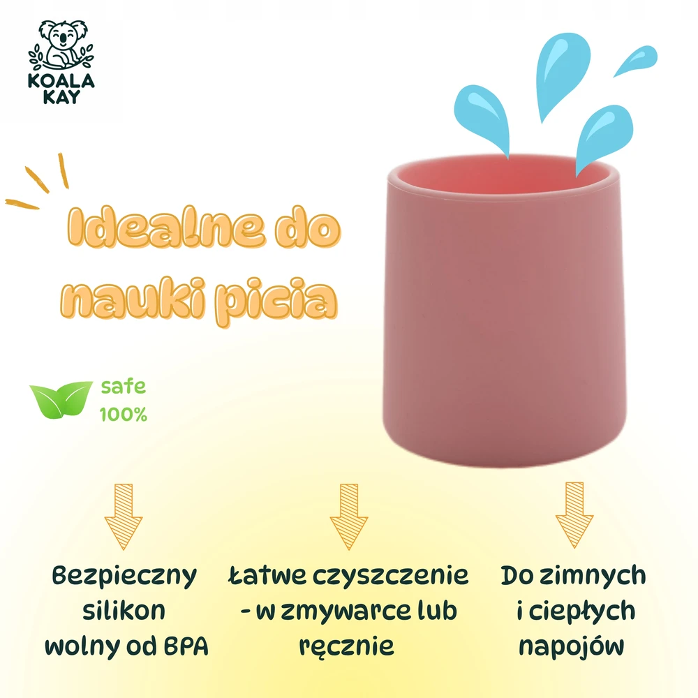Koala Kay Silikoninis puodelis vaikams, kūdikiams, saugus, minkštas puodelis, 200ml