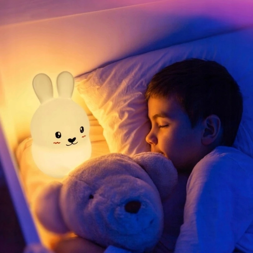 Koala Kay Silikonowa Lampka nocka vaikams kolorowa LED RGB Pultas USB króliczek