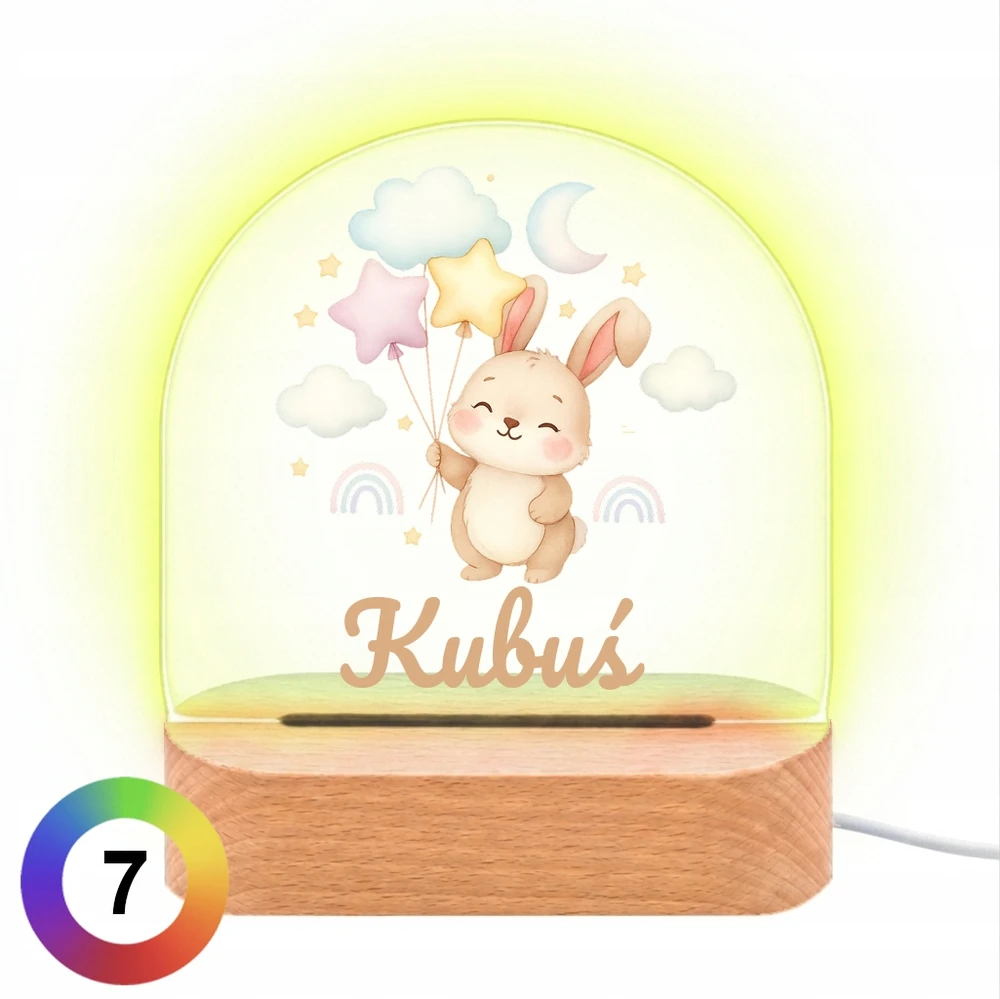 Koala Wood Lampka Nocna Królik Prezent na Roczek Chrzciny Dla Noworodka Drewniana