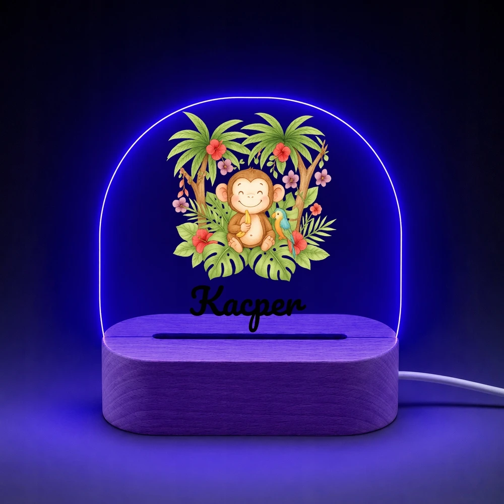 Koala Wood Lampka Nocna Prezent na Roczek Chrzciny Dla Noworodka Małpka Drewniana