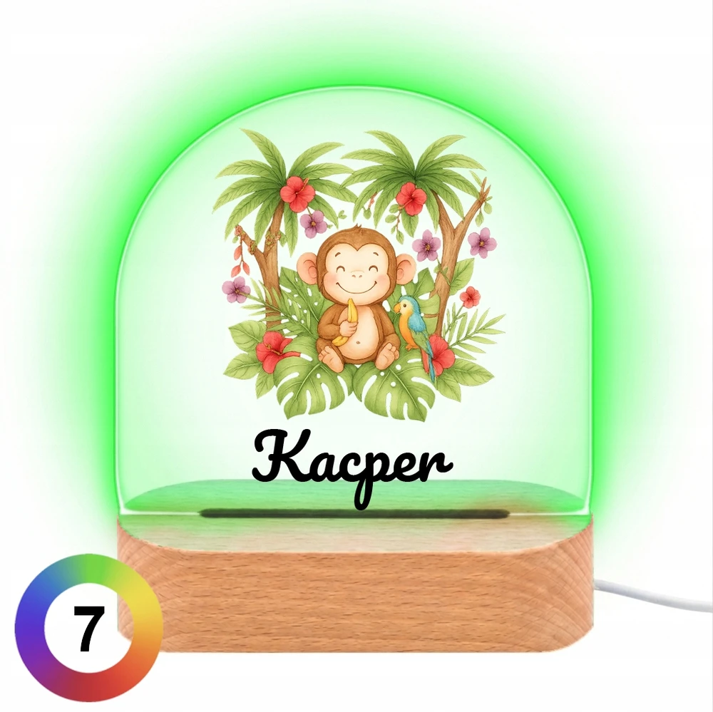 Koala Wood Lampka Nocna Prezent na Roczek Chrzciny Dla Noworodka Małpka Drewniana