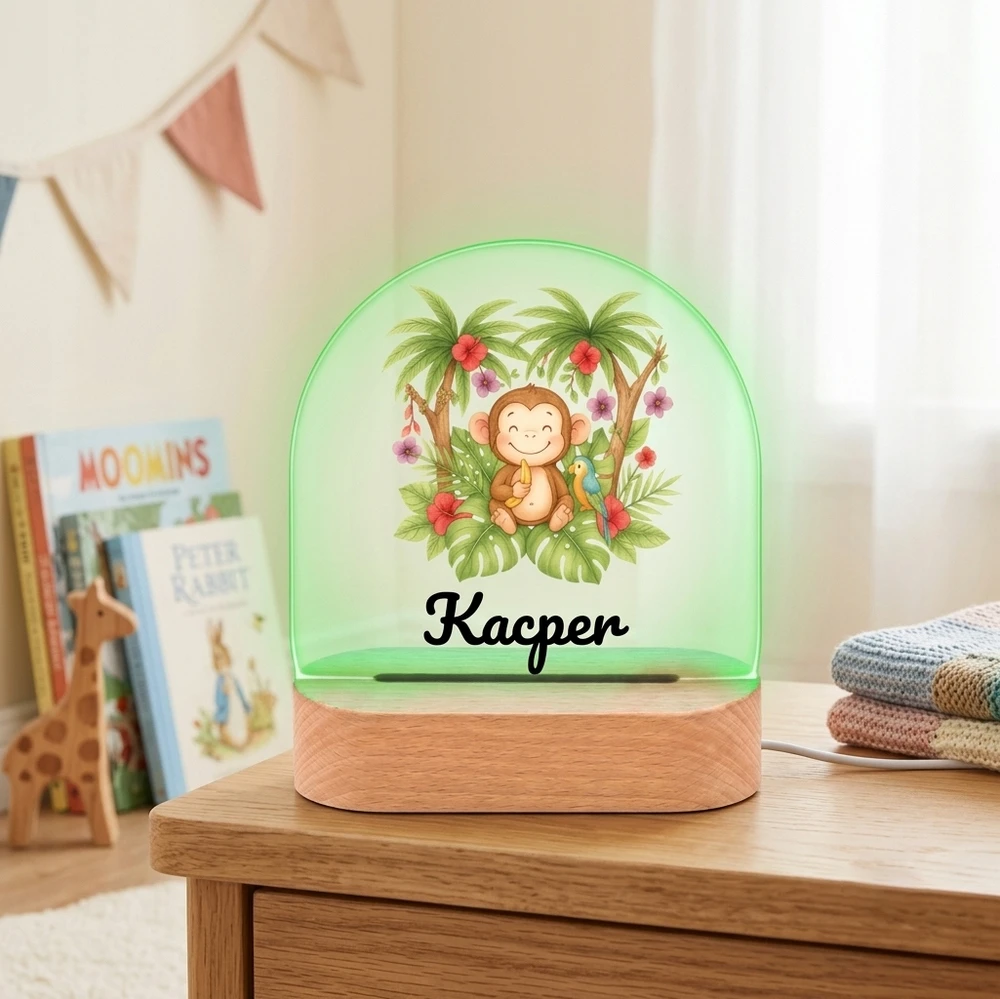 Koala Wood Lampka Nocna Prezent na Roczek Chrzciny Dla Noworodka Małpka Drewniana