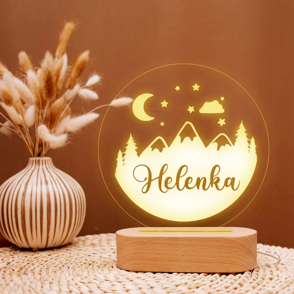 Koala Wood Prezent Dla Dziewczynki Boho Lampka Nocna su Imieniem Na Roczek Urodziny