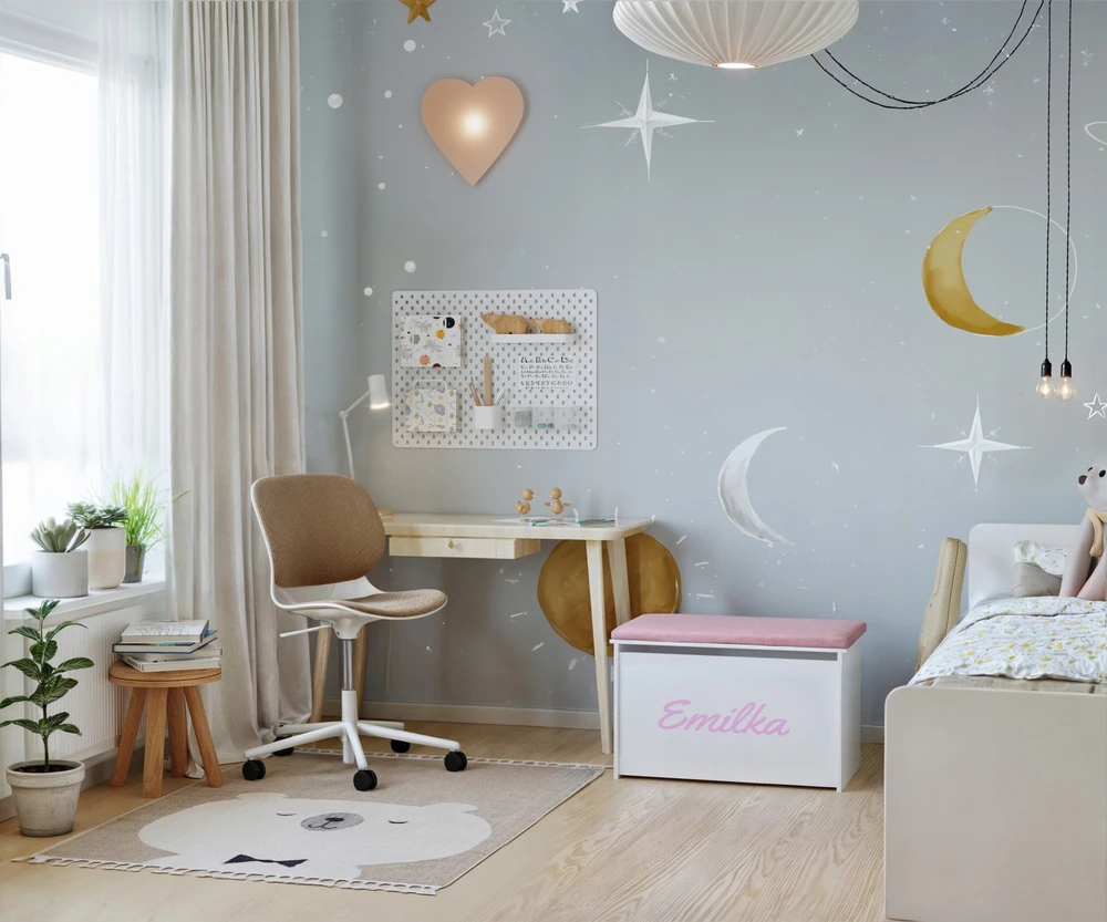 Kobi Bērnu rotaļlietu kaste DARIA printed pink panel