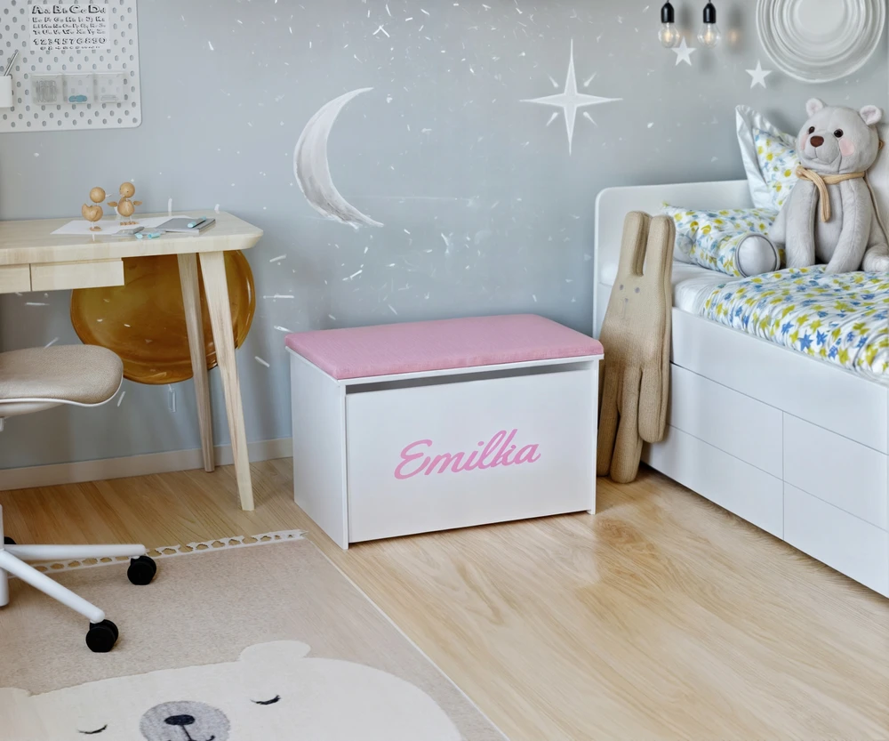 Kobi Bērnu rotaļlietu kaste DARIA printed pink panel