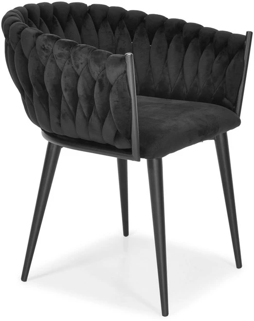„Kochni Glamour Modern Velvet“ svetainės kėdė su juodomis kojomis ir juodu aksomu