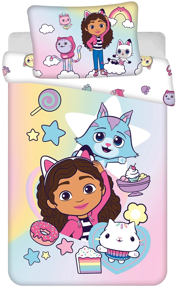 Koci Domek Gabi DWUSTRONNA pościel na zamek 100% BAWEŁNA 100x135 cm