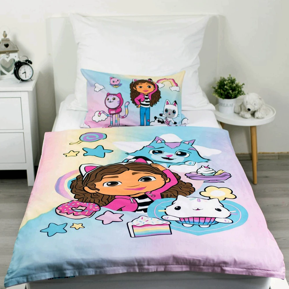 Koci Domek Gabi DWUSTRONNA pościel na zamek 100% BAWEŁNA 100x135 cm