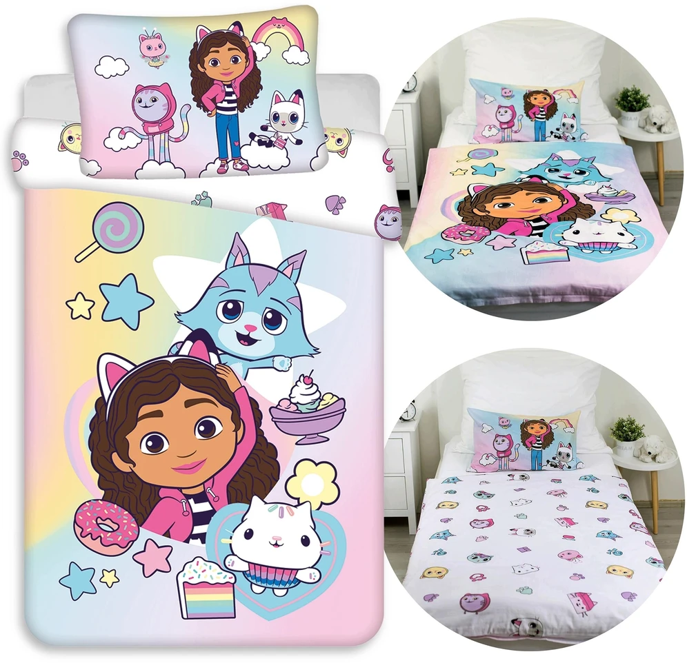 Koci Domek Gabi DWUSTRONNA pościel na zamek 100% BAWEŁNA 100x135 cm