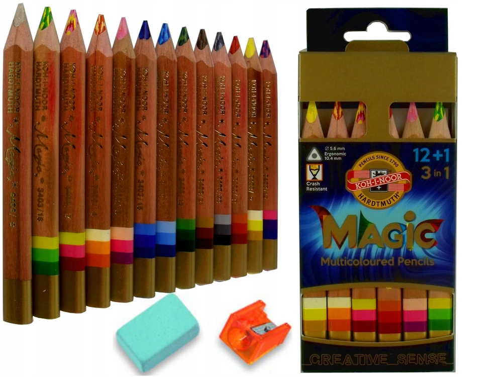 Koh-i-noor 3w1 Magiczne pieštukai, 12+1 spalvos