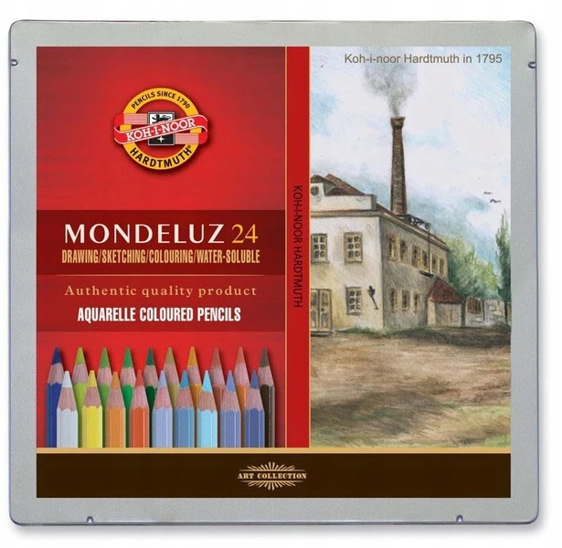 Koh-i-noor Mondeluz akvarelinės kreidelės, 24 spalvos, metalinė dėžutė