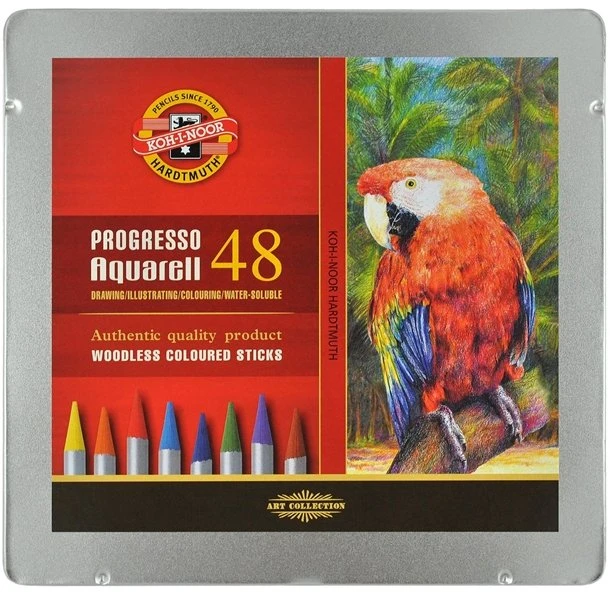 Koh-i-noor Progresso akvarelinės kreidelės, 48 spalvų