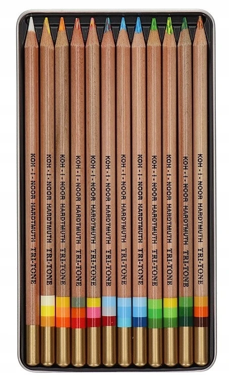 Koh-i-noor spalvoti pieštukai 11+1 spalvos, trikampiai