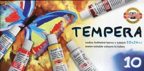 Koh I noor Temperos dažai, kurių tūbelėje yra 10 spalvų