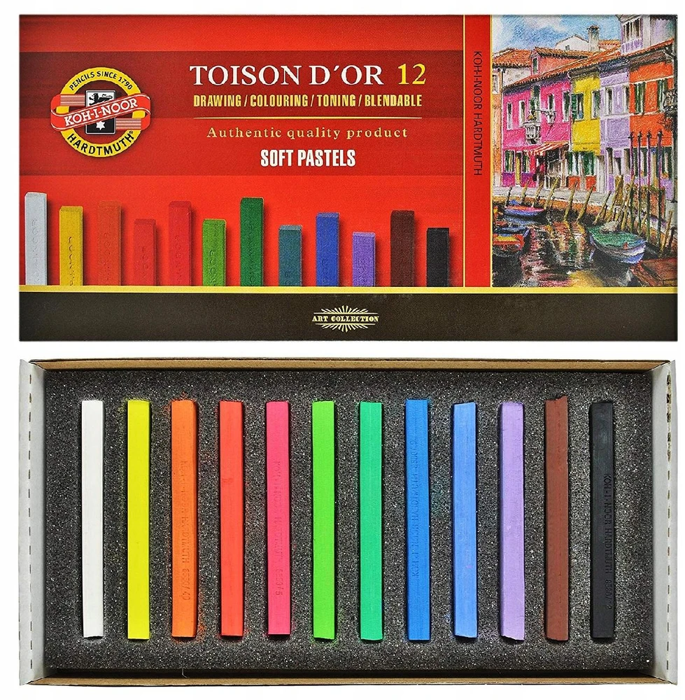 Koh-i-noor Toison D'or pastelinės kreidelės, 12 spalvų