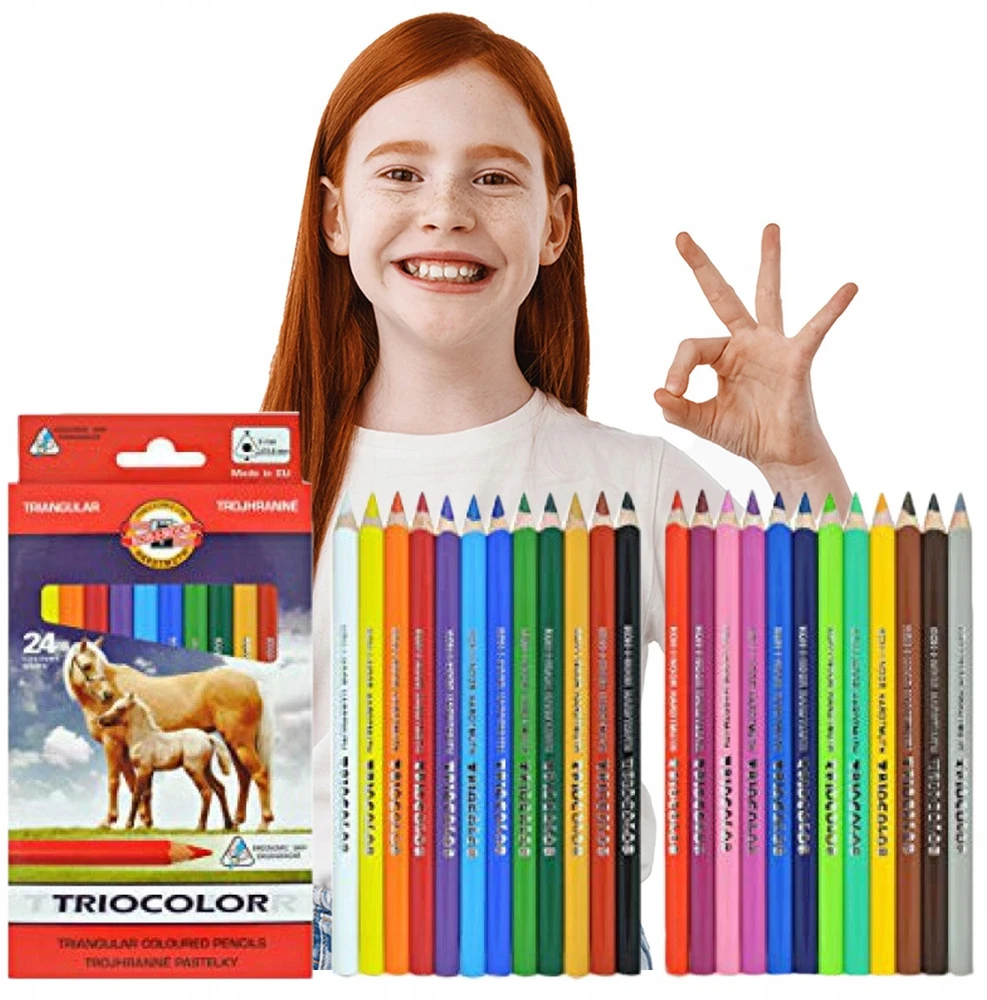 Koh-i-noor Tricolor pieštukai, 24 spalvos