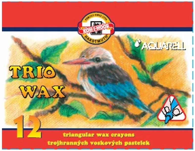 Koh-i-noor Trio Wax Jumbo akvarelinės kreidelės, 12 spalvų