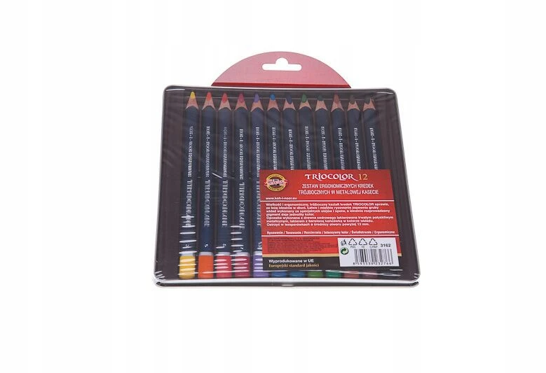 Koh-i-noor Triocolor kreidelės 12 vnt. metalinėje dėžutėje