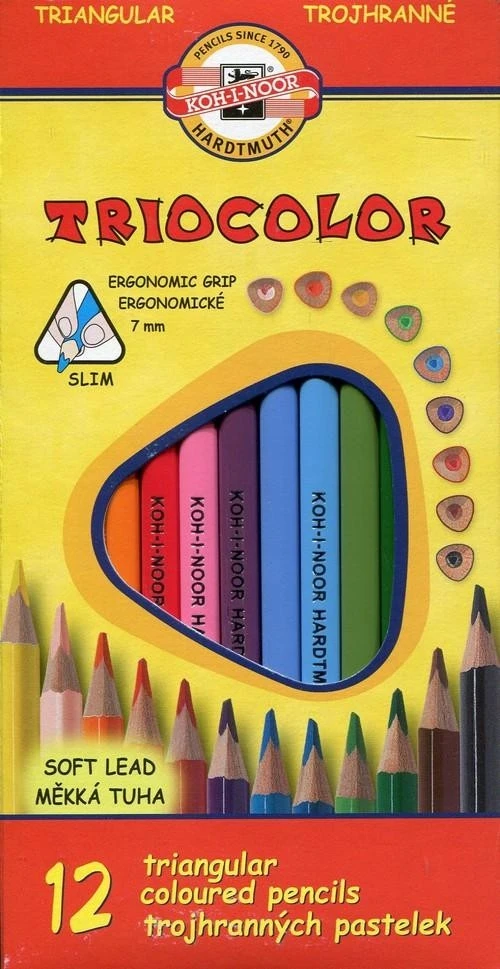 Koh-i-noor Triocolor minkštos kreidelės vaikams, 12 vnt.