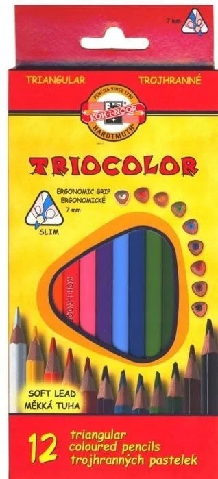 Koh-i-noor Triocolor minkštos kreidelės vaikams, 12 vnt.