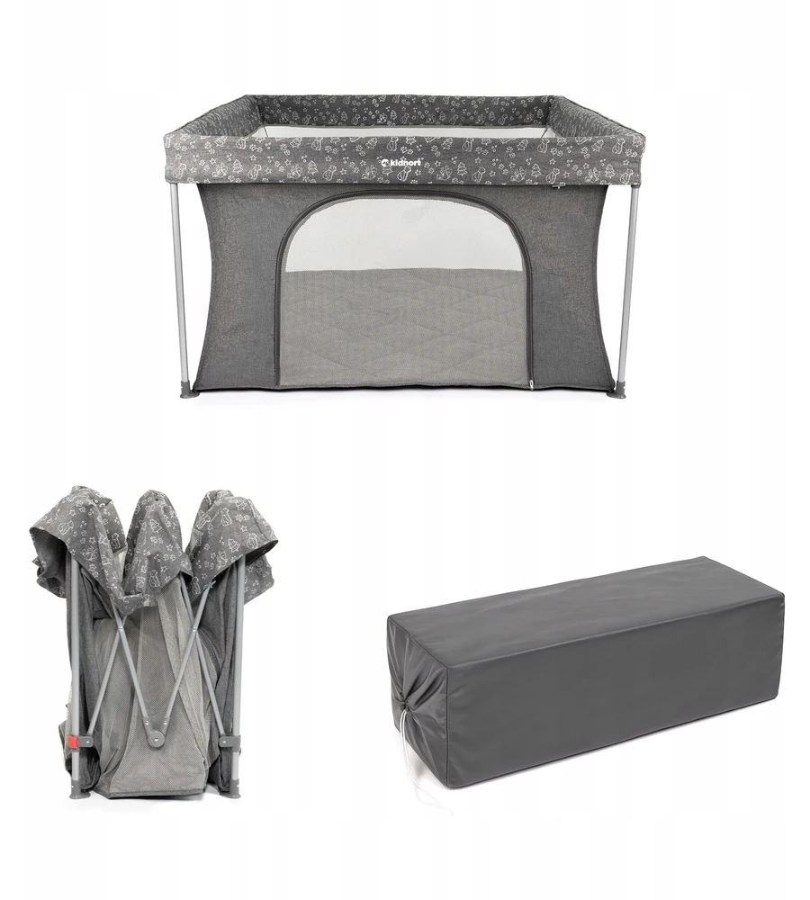 Kojec Kidnort pilka su opakowaniem 126,5x126,5 cm, wysokość 74,5 cm