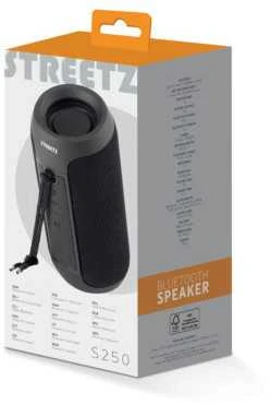 Streetz Nešiojama kolonėlė Bluetooth, 2x5W, AUX, micro SD lizdas, juoda / S250-BLK / 6612033